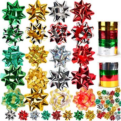 JOYIN 54 pcs de Noeuds et Rubans de Noël avec 46 Noeuds Autocollants Multicolores et 8 Rouleaux de Rubans bouclés pour la décoration des Cadeaux et des emballages. Publicité JOYIN 54 pcs de Noeuds et Rubans de Noël avec 46 Noeuds Autocollants Multicolores et 8 Rouleaux de Rubans bouclés pour la décoration des Cadeaux et des emballages. Publicité