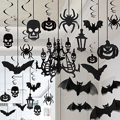 JOYIN Toy Halloween Haunted House Lustre Décoration Swirl Plafond Suspendu et Décoration Murale Ensemble - Publicité JOYIN Toy Halloween Haunted House Lustre Décoration Swirl Plafond Suspendu et Décoration Murale Ensemble - Publicité