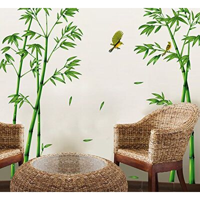 ufengke ® Chinois Style Vert Bambou et Oiseau Stickers Muraux, Salle de Séjour Chambre à Coucher Autocollants Amovibles - Publicité ufengke ® Chinois Style Vert Bambou et Oiseau Stickers Muraux, Salle de Séjour Chambre à Coucher Autocollants Amovibles - Publicité