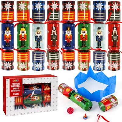 JOYIN Lot de 8 crackers pour Noël, cadeaux de Noël, ne se fissurent pas, motif flocon de neige rouge et vert, cadeaux de table de fête avec accessoires de fête pour enfants et adultes, fêtes de Noël - Publicité JOYIN Lot de 8 crackers pour Noël, cadeaux de Noël, ne se fissurent pas, motif flocon de neige rouge et vert, cadeaux de table de fête avec accessoires de fête pour enfants et adultes, fêtes de Noël - Publicité
