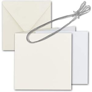 NEUSER PAPIER Gustav NEUSER® Lot de 75 cartes pliantes carrées 15 x 15 cm – avec enveloppes & feuilles d'insertion & ruban – Blanc naturel – pour cartes d'invitation dorées, mariage, Noël – par Gustav Neuser - Publicité NEUSER PAPIER Gustav NEUSER® Lot de 75 cartes pliantes carrées 15 x 15 cm – avec enveloppes & feuilles d'insertion & ruban – Blanc naturel – pour cartes d'invitation dorées, mariage, Noël – par Gustav Neuser - Publicité