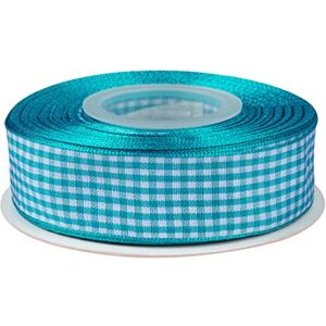 Ribbonitlux Ruban Vichy, 25 mm x 22 mètres, Ruban à carreaux avec bord tissé pour décoration DIY, Emballage bouquet de fleurs, Décoration maison (Turquoise) - Publicité Ribbonitlux Ruban Vichy, 25 mm x 22 mètres, Ruban à carreaux avec bord tissé pour décoration DIY, Emballage bouquet de fleurs, Décoration maison (Turquoise) - Publicité