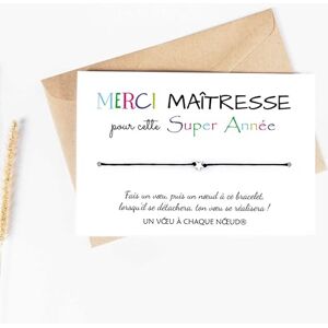 Un Voeu à Chaque Noeud Carte de voeux MERCI MAITRESSE + Bracelet porte-bonheur pour faire un voeu Fabriqué en France Cadeau fin d'année remerciement maitre, professeur des écoles - Publicité Un Voeu à Chaque Noeud Carte de voeux MERCI MAITRESSE + Bracelet porte-bonheur pour faire un voeu Fabriqué en France Cadeau fin d'année remerciement maitre, professeur des écoles - Publicité
