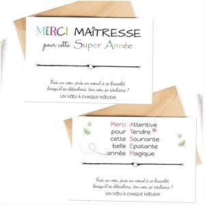 Un Voeu à Chaque Noeud DUO DE CARTES MERCI MAITRESSE & MERCI ATSEM + Bracelet porte-bonheur Cadeau fin d'année remerciement institutrice, professeur des écoles - Publicité Un Voeu à Chaque Noeud DUO DE CARTES MERCI MAITRESSE & MERCI ATSEM + Bracelet porte-bonheur Cadeau fin d'année remerciement institutrice, professeur des écoles - Publicité