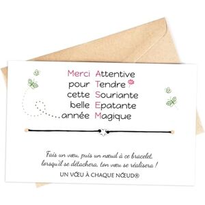 Un Voeu à Chaque Noeud UVACN Carte de voeux MERCI ATSEM + Bracelet porte-bonheur Fabriqué en France Idée cadeau original remerciement atsem école maternelle - Publicité Un Voeu à Chaque Noeud UVACN Carte de voeux MERCI ATSEM + Bracelet porte-bonheur Fabriqué en France Idée cadeau original remerciement atsem école maternelle - Publicité