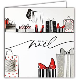 AFIE 23032 Carte Carrée Joyeux Noël Cadeaux Argentés Brillant Shopping Sac Paquets Courses Talons Noeuds Rouges Fêtes de fin d'année Avec Enveloppe Blanche - Publicité AFIE 23032 Carte Carrée Joyeux Noël Cadeaux Argentés Brillant Shopping Sac Paquets Courses Talons Noeuds Rouges Fêtes de fin d'année Avec Enveloppe Blanche - Publicité