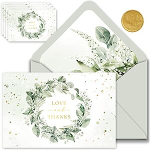 Gooji Greenery Lot de 20 cartes de remerciement en feuille d'or de 10 x 15 cm Enveloppes blanches assorties avec patte autocollante, Assortiment assorti, Fête d'anniversaire, fête prénatale, mariages - Publicité Gooji Greenery Lot de 20 cartes de remerciement en feuille d'or de 10 x 15 cm Enveloppes blanches assorties avec patte autocollante, Assortiment assorti, Fête d'anniversaire, fête prénatale, mariages - Publicité