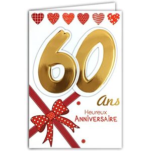AFIE Age Mv 69-2038 Carte Anniversaire 60 ans Femme motif Nœud Ruban Cadeau Cœurs - Publicité AFIE Age Mv 69-2038 Carte Anniversaire 60 ans Femme motif Nœud Ruban Cadeau Cœurs - Publicité