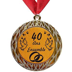 Larius Group Médaille Cadeau de Mariage 40 Ans Ensemble ou Votre Texte personnalisé Cadeau pour événement, compétition, Mariage, d'anniversaire, de Noël (avec Ruban) - Publicité Larius Group Médaille Cadeau de Mariage 40 Ans Ensemble ou Votre Texte personnalisé Cadeau pour événement, compétition, Mariage, d'anniversaire, de Noël (avec Ruban) - Publicité