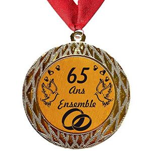 Larius Group Médaille Cadeau de Mariage 65 Ans Ensemble ou Votre Texte personnalisé Cadeau pour événement, compétition, Mariage, d'anniversaire, de Noël (avec Ruban) - Publicité Larius Group Médaille Cadeau de Mariage 65 Ans Ensemble ou Votre Texte personnalisé Cadeau pour événement, compétition, Mariage, d'anniversaire, de Noël (avec Ruban) - Publicité