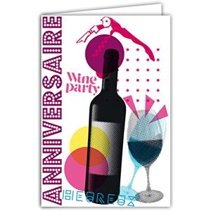 AFIE Carte Heureux Anniversaire Millésime Bonifié Années Cuvées Spéciale Vin Rouge Bordeaux Tire-Bouchon œnologie Dégustation Enveloppe Incluse Fabriquée en France 65-1351 - Publicité