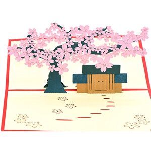 Medigy Cartes de vœux pop-up 3D vierges pour la plupart des occasions (la cabane sous le cerisier) (Rose) - Publicité Medigy Cartes de vœux pop-up 3D vierges pour la plupart des occasions (la cabane sous le cerisier) (Rose) - Publicité