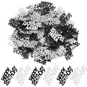 PETERMALLON 15g Happy Birthday Confetti, Confetti de table d'anniversaire noir argenté, décoration de confettis pailletés, pour l'emballage de cadeaux, les cartes de vœux, les invitations, les sacs cadeaux - Publicité PETERMALLON 15g Happy Birthday Confetti, Confetti de table d'anniversaire noir argenté, décoration de confettis pailletés, pour l'emballage de cadeaux, les cartes de vœux, les invitations, les sacs cadeaux - Publicité