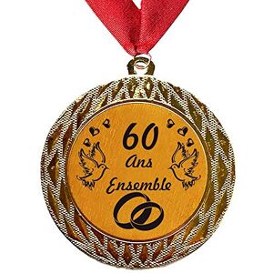 Larius Group Médaille Cadeau de Mariage 60 Ans Ensemble ou Votre Texte personnalisé Cadeau pour événement, compétition, Mariage, d'anniversaire, de Noël (avec Ruban) - Publicité Larius Group Médaille Cadeau de Mariage 60 Ans Ensemble ou Votre Texte personnalisé Cadeau pour événement, compétition, Mariage, d'anniversaire, de Noël (avec Ruban) - Publicité