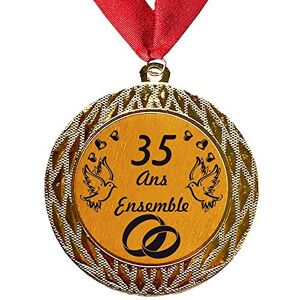 Larius Group Médaille Cadeau de Mariage 35 Ans Ensemble ou Votre Texte personnalisé Cadeau pour événement, compétition, Mariage, d'anniversaire, de Noël (avec Ruban) - Publicité Larius Group Médaille Cadeau de Mariage 35 Ans Ensemble ou Votre Texte personnalisé Cadeau pour événement, compétition, Mariage, d'anniversaire, de Noël (avec Ruban) - Publicité