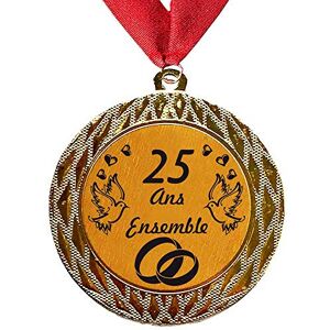 Larius Group Médaille Cadeau de Mariage 25 Ans Ensemble ou Votre Texte personnalisé Cadeau pour événement, compétition, Mariage, d'anniversaire, de Noël (avec Ruban) - Publicité Larius Group Médaille Cadeau de Mariage 25 Ans Ensemble ou Votre Texte personnalisé Cadeau pour événement, compétition, Mariage, d'anniversaire, de Noël (avec Ruban) - Publicité
