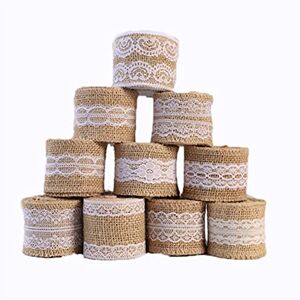 ZIYUEZIKUN 10 rouleaux rouleau de ruban de toile de jute de dentelle Blanche naturel, Fait de ruban de jute naturel et de dentelle de soie blanche.Déco Mariage et les emballages-cadeaux. Publicité ZIYUEZIKUN 10 rouleaux rouleau de ruban de toile de jute de dentelle Blanche naturel, Fait de ruban de jute naturel et de dentelle de soie blanche.Déco Mariage et les emballages-cadeaux. Publicité