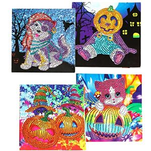 EXQUILEG Lot de 4 cartes de vœux d'Halloween faites à la main DIY 5D Diamond Painting Cartes de vœux Halloween Grimasse Citrouille Diamant Painting Photos Carte Cadeau avec enveloppe - Publicité EXQUILEG Lot de 4 cartes de vœux d'Halloween faites à la main DIY 5D Diamond Painting Cartes de vœux Halloween Grimasse Citrouille Diamant Painting Photos Carte Cadeau avec enveloppe - Publicité