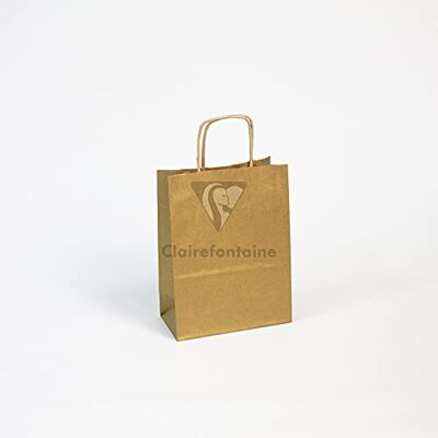 Clairefontaine 395605C Un Paquet De 25 Sacs Cadeaux Kraft 16x8x21cm 100g Couleur : Or Poignées Torsadées Idéal Pour : Emballage Cadeaux, Secteur Alimentaire, Sac Kraft Basique - Publicité Clairefontaine 395605C Un Paquet De 25 Sacs Cadeaux Kraft 16x8x21cm 100g Couleur : Or Poignées Torsadées Idéal Pour : Emballage Cadeaux, Secteur Alimentaire, Sac Kraft Basique - Publicité