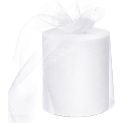 GCVOPTON Rouleau de tulle de 15,2 cm x 183 m, ruban de tulle en bobine pour tutu DIY, jupe en tulle blanc, décoration de mariage, baby shower, anniversaire, toile de fond, emballage cadeau - Publicité GCVOPTON Rouleau de tulle de 15,2 cm x 183 m, ruban de tulle en bobine pour tutu DIY, jupe en tulle blanc, décoration de mariage, baby shower, anniversaire, toile de fond, emballage cadeau - Publicité