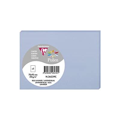 Clairefontaine 26239C Sachet de 5 Cartes Simples Format 7x9,5cm 210g/m² Coloris Bleu Lavande Invitation Evènements et Correspondance Gamme Pollen Papier Premium Lisse - Publicité Clairefontaine 26239C Sachet de 5 Cartes Simples Format 7x9,5cm 210g/m² Coloris Bleu Lavande Invitation Evènements et Correspondance Gamme Pollen Papier Premium Lisse - Publicité