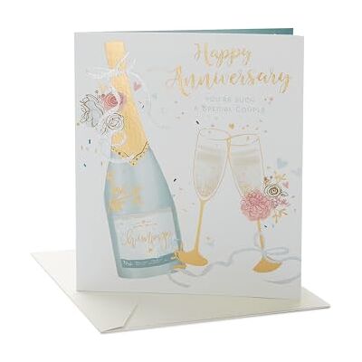 UK Greetings Carte d'anniversaire Happy Anniversary Her/Lui Motif champagne et flûtes Avec enveloppe 165 x 190 mm - Publicité UK Greetings Carte d'anniversaire Happy Anniversary Her/Lui Motif champagne et flûtes Avec enveloppe 165 x 190 mm - Publicité