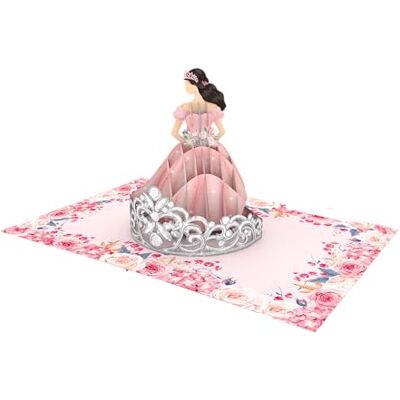 ASVP Shop Carte Pop Up 3D avec motif floral et robe Bat Mitzvah Rose - Publicité ASVP Shop Carte Pop Up 3D avec motif floral et robe Bat Mitzvah Rose - Publicité
