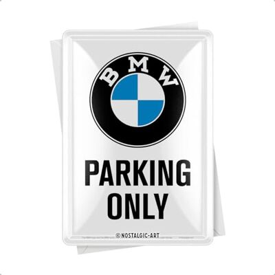 Carte Postale rétro, 10 x 14 cm, BMW – Parking Only White – Idée Cadeau pour Fans de BMW, Official License Product (OLP), en métal, Design Vintage - Publicité Carte Postale rétro, 10 x 14 cm, BMW – Parking Only White – Idée Cadeau pour Fans de BMW, Official License Product (OLP), en métal, Design Vintage - Publicité