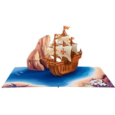 ASVP Shop Carte de bateau pirate – Pop Up 3D – Parfait pour les anniversaires d'enfants garçons, la fête des pères ou les amateurs d'aventure – Navigation à travers une baie - Publicité ASVP Shop Carte de bateau pirate – Pop Up 3D – Parfait pour les anniversaires d'enfants garçons, la fête des pères ou les amateurs d'aventure – Navigation à travers une baie - Publicité