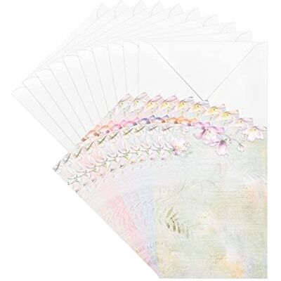 ideen mit herz Lot de 10 cartes de vœux avec enveloppes, vierges, multicolores, neutres, motifs floraux, Din B6 (Magnolia) - Publicité ideen mit herz Lot de 10 cartes de vœux avec enveloppes, vierges, multicolores, neutres, motifs floraux, Din B6 (Magnolia) - Publicité