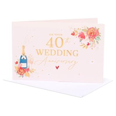 UK Greetings Cartes d'anniversaire de mariage pour 40 ans de mariage Inscription dorée Avec enveloppe 235 x 155 mm - Publicité UK Greetings Cartes d'anniversaire de mariage pour 40 ans de mariage Inscription dorée Avec enveloppe 235 x 155 mm - Publicité