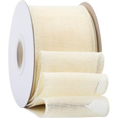 Ribbonitlux Ruban en toile de jute ivory avec fil, 75mm x 18 mètres, bord filaire pour emballage cadeau, grand nœud, couronne et décoration de sapin de Noël - Publicité Ribbonitlux Ruban en toile de jute ivory avec fil, 75mm x 18 mètres, bord filaire pour emballage cadeau, grand nœud, couronne et décoration de sapin de Noël - Publicité