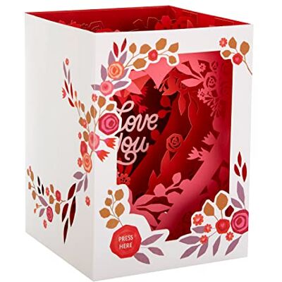 Hallmark Carte de Saint-Valentin, 3D et Pop Up Shadowbox, motif floral et roses, carte musicale, carte de Saint-Valentin, rose, blanc - Publicité Hallmark Carte de Saint-Valentin, 3D et Pop Up Shadowbox, motif floral et roses, carte musicale, carte de Saint-Valentin, rose, blanc - Publicité