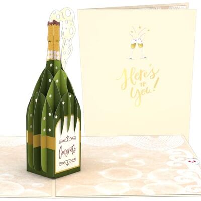 Lovepop ® Carte pop-up 3D Bouteille de champagne avec bouchon en liège Pour mariage, anniversaire, anniversaire, promotion, félicitations Avec enveloppe et compartiment caché pour l'argent et les - Publicité Lovepop ® Carte pop-up 3D Bouteille de champagne avec bouchon en liège Pour mariage, anniversaire, anniversaire, promotion, félicitations Avec enveloppe et compartiment caché pour l'argent et les - Publicité