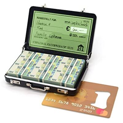 ASVP Shop Mallette à monnaie, pour anniversaire ou comme emballage pour bons d'achat, mini mallette, en aluminium, avec fermeture à pression, idéale comme cadeau de mariage et carte de vœux, noire - Publicité ASVP Shop Mallette à monnaie, pour anniversaire ou comme emballage pour bons d'achat, mini mallette, en aluminium, avec fermeture à pression, idéale comme cadeau de mariage et carte de vœux, noire - Publicité