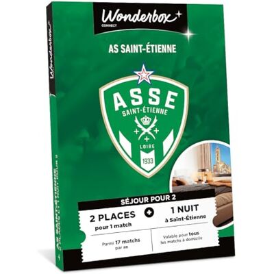 WONDERBOX Connect Coffret Cadeau AS Saint Etienne Séjour pour 2 pers. 2 places pour 1 match au choix 1 nuit pour 2 dans un hôtel à proximité Validité 27 mois - Publicité WONDERBOX Connect Coffret Cadeau AS Saint Etienne Séjour pour 2 pers. 2 places pour 1 match au choix 1 nuit pour 2 dans un hôtel à proximité Validité 27 mois - Publicité