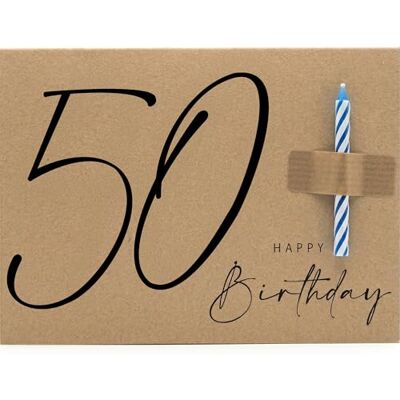 Panda Carte d'anniversaire avec bougie pour un 50e anniversaire – Carte pliante au format A6 en carton recyclé 400 g, avec une vraie bougie et une enveloppe en papier kraft - Publicité Panda Carte d'anniversaire avec bougie pour un 50e anniversaire – Carte pliante au format A6 en carton recyclé 400 g, avec une vraie bougie et une enveloppe en papier kraft - Publicité