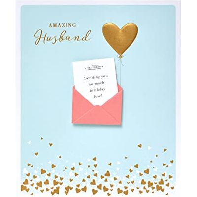 UK Greetings Carte d'anniversaire pour mari avec enveloppe – Motif effet 3D - Publicité UK Greetings Carte d'anniversaire pour mari avec enveloppe – Motif effet 3D - Publicité