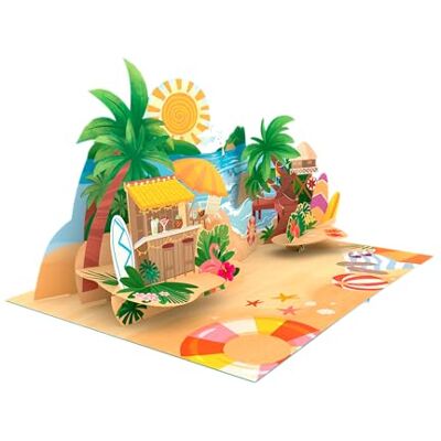 ASVP Shop Carte pop-up 3D Tropical Beach – Parfait pour les anniversaires, la fête des pères ou les amateurs de plage – Soleil, sable et aventure de surf - Publicité ASVP Shop Carte pop-up 3D Tropical Beach – Parfait pour les anniversaires, la fête des pères ou les amateurs de plage – Soleil, sable et aventure de surf - Publicité