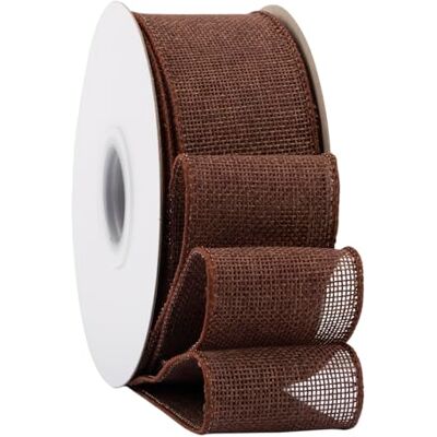 Ribbonitlux Ruban en toile de jute brown avec fil, 50mm x 18 mètres, bord filaire pour emballage cadeau, grand nœud, couronne et décoration de sapin de Noël - Publicité Ribbonitlux Ruban en toile de jute brown avec fil, 50mm x 18 mètres, bord filaire pour emballage cadeau, grand nœud, couronne et décoration de sapin de Noël - Publicité