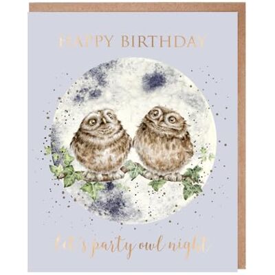 Wrendale Designs Carte d'anniversaire « Party Owl Night » - Publicité Wrendale Designs Carte d'anniversaire « Party Owl Night » - Publicité