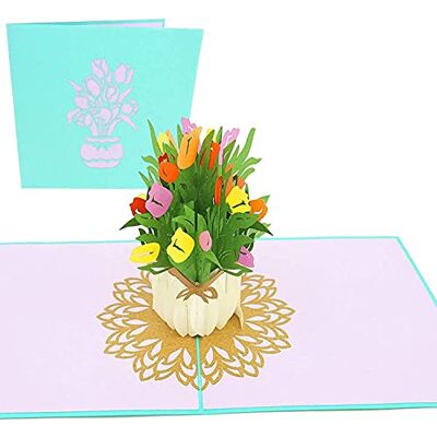 PopLife Cards Printemps tulipe fleur bouquet 3d popup carte de voeux pour toutes les occasions carte de fête des mères, jardin de printemps, carte d'anniversaire plis à plat pour l'envoi de sympathie - Publicité PopLife Cards Printemps tulipe fleur bouquet 3d popup carte de voeux pour toutes les occasions carte de fête des mères, jardin de printemps, carte d'anniversaire plis à plat pour l'envoi de sympathie - Publicité