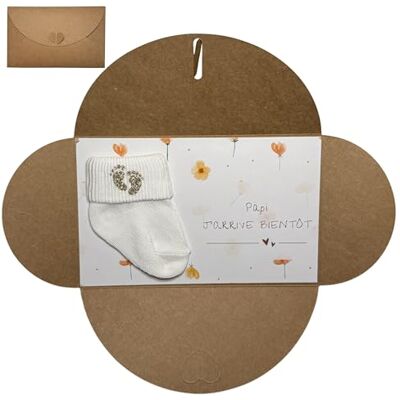Moonbaby Annonce grossesse Floral Papi Mamie Tata Tonton Grands parents carte imprimée avec enveloppe et chaussette (Papi) - Publicité Moonbaby Annonce grossesse Floral Papi Mamie Tata Tonton Grands parents carte imprimée avec enveloppe et chaussette (Papi) - Publicité