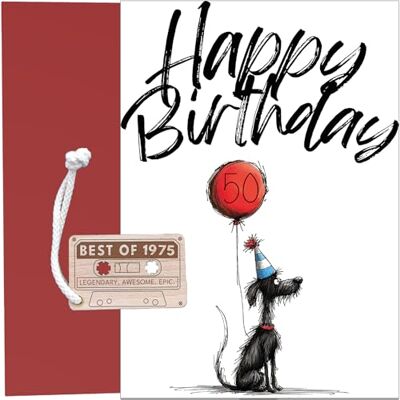 Panda Carte d'anniversaire 50 ans – avec porte-clés cassette Best of 1975 - Publicité Panda Carte d'anniversaire 50 ans – avec porte-clés cassette Best of 1975 - Publicité