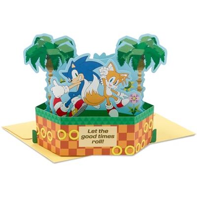Hallmark Paper Wonder Sonic the Hedgehog Carte pop-up pour anniversaire, remise de diplôme, félicitations - Publicité Hallmark Paper Wonder Sonic the Hedgehog Carte pop-up pour anniversaire, remise de diplôme, félicitations - Publicité