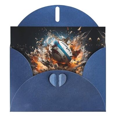 WZYWHJ Carte de vœux bleue pour Noël, anniversaire, anniversaire de mariage et autres motifs rugby sur feu - Publicité WZYWHJ Carte de vœux bleue pour Noël, anniversaire, anniversaire de mariage et autres motifs rugby sur feu - Publicité