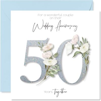 Stuff4 Carte d’anniversaire de mariage 50e pour couple Motif floral élégant, Carte carrée avec enveloppe, message à l’intérieur, Qualité premium 145mmx145mm - Publicité Stuff4 Carte d’anniversaire de mariage 50e pour couple Motif floral élégant, Carte carrée avec enveloppe, message à l’intérieur, Qualité premium 145mmx145mm - Publicité