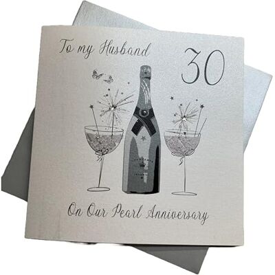 White Cotton Cards Grande Carte de vœux de Mariage Inscription to My Husband Pearl Anniversary Carte de vœux pour 30e Anniversaire Blanc - Publicité White Cotton Cards Grande Carte de vœux de Mariage Inscription to My Husband Pearl Anniversary Carte de vœux pour 30e Anniversaire Blanc - Publicité