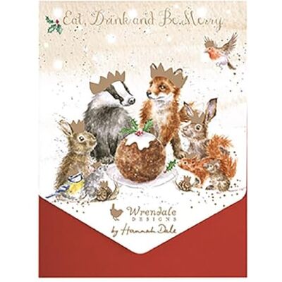 Wrendale Designs Wrendale AXNCP024 Lot de 8 cartes de Noël pliantes avec enveloppe, Eat, Drink and be Merry, 15 x 10,5 cm - Publicité Wrendale Designs Wrendale AXNCP024 Lot de 8 cartes de Noël pliantes avec enveloppe, Eat, Drink and be Merry, 15 x 10,5 cm - Publicité