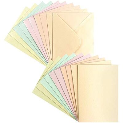 ideen mit herz Set de cartes de vœux Finition nacre 10 cartes environ 250 g/m² + 10 enveloppes environ 120 g/m² En 5 couleurs pastel 11,5 cm x 16,5 cm (B6) - Publicité ideen mit herz Set de cartes de vœux Finition nacre 10 cartes environ 250 g/m² + 10 enveloppes environ 120 g/m² En 5 couleurs pastel 11,5 cm x 16,5 cm (B6) - Publicité